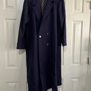 JOFELD vintage navy blue Wool long women’s jacket.